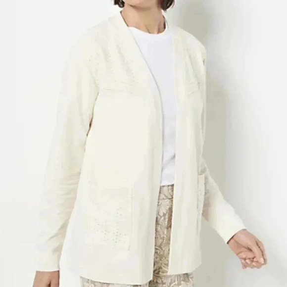 Isaac Mizrahi Live! French Terry Open Front Topper - Picture 1 of 9